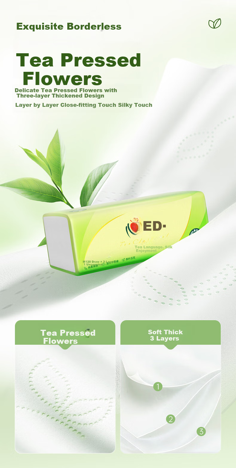 Бумажные салфетки Mind Act Upon Mind, серия Tea Silk Enjoyment, 3-слойные, 120 листов в упаковке, размер M, 24 упаковки в коробке