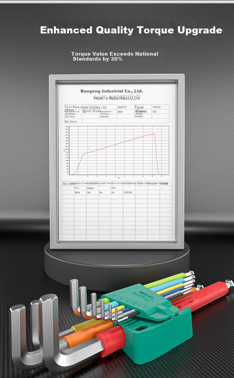Набор удлиненных шестигранных ключей Pro'sKit HW-230BL с шаровым наконечником, 9 предметов