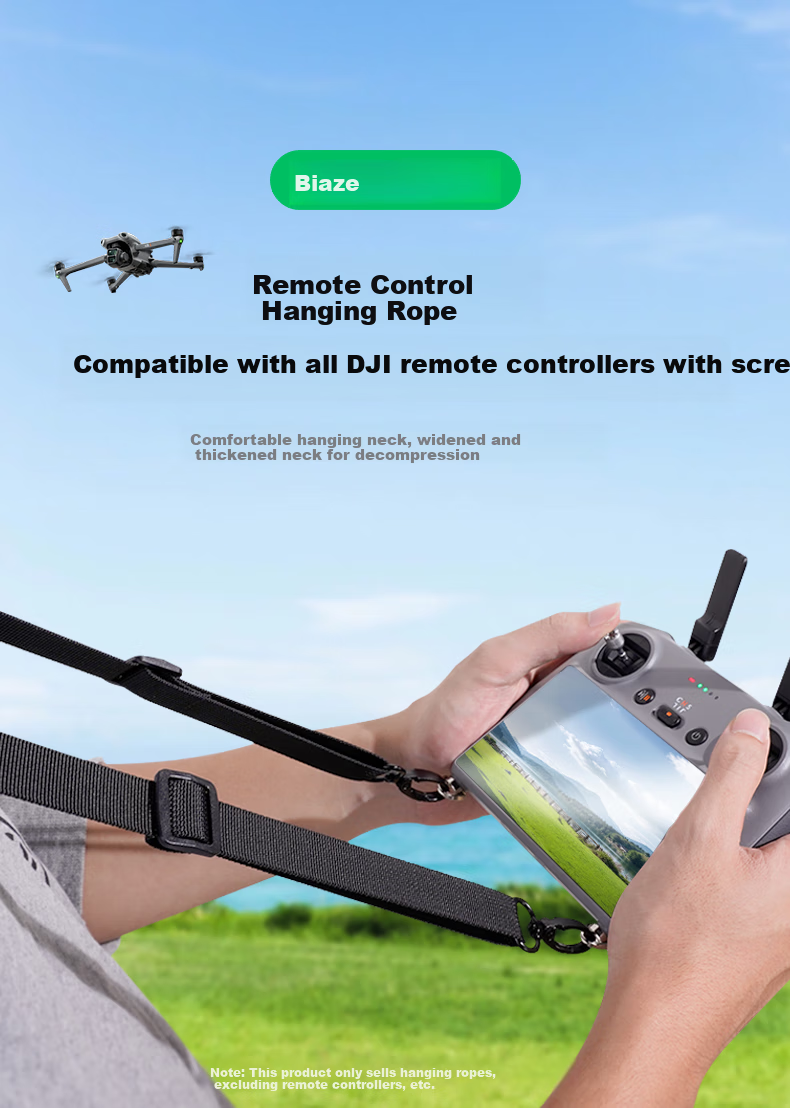 Ремешок-шлейка BIAZE для пульта DJI RC/RC2/Air3s/Mini4/4pro/Mini3/3pro/Mini5pro с экраном, черный