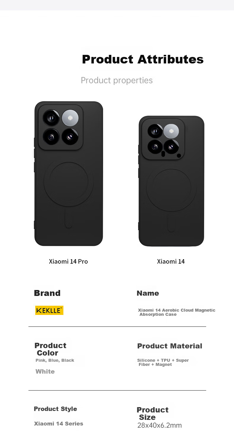 KEKLLE Чехол-накладка с MagSafe для Xiaomi 14 Pro, жидко силиконовый, защита от падений, белый