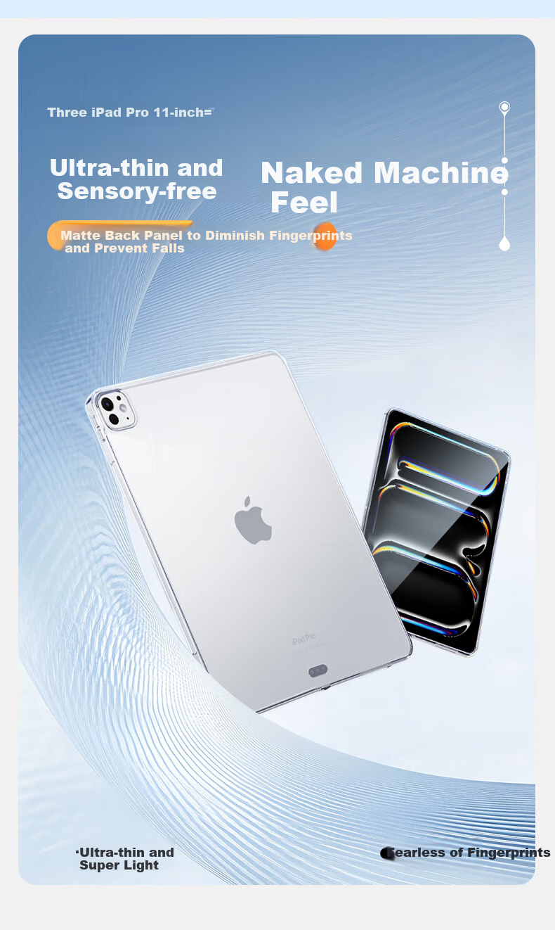 Чехол для планшета KOOLIFE для Apple iPad Pro 11 дюймов (2024/2025 M5), тонкий, противоударный, прозрачный, мягкий, с полной защитой, углами рассеивания тепла и задней крышкой