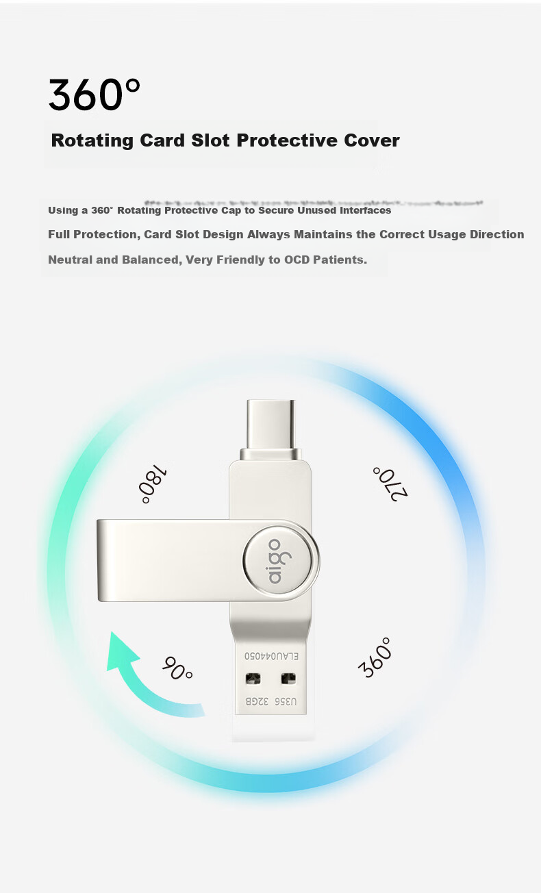 USB-накопитель Aigo U356 32GB Type-C USB3.2 Dual Interface Silver