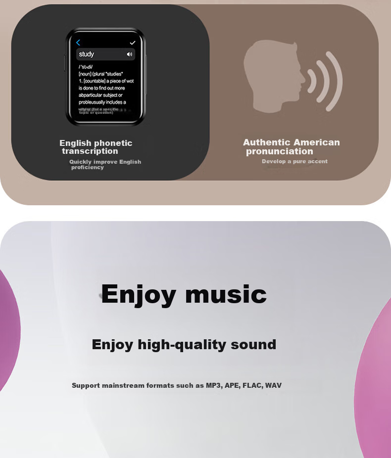 MP3/MP4 плеер Aigo 805e, 2-дюймовый сенсорный экран, Bluetooth 5.4, HIFI звук, 8 ГБ, черный