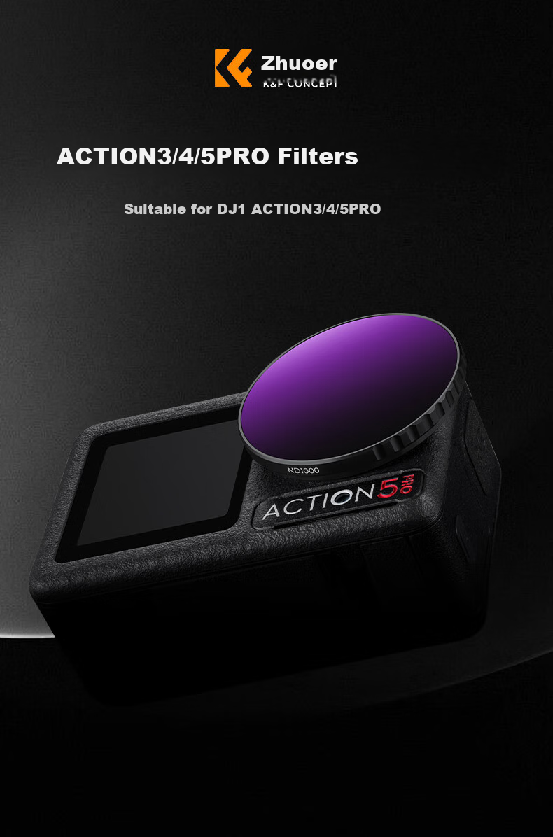 Фильтр K&F CONCEPT CPL для экшн-камер DJI Action 4/5 Pro, поляризационный, ND8&PL, ND16&PL, ND32&PL, ND64&PL, 40мм