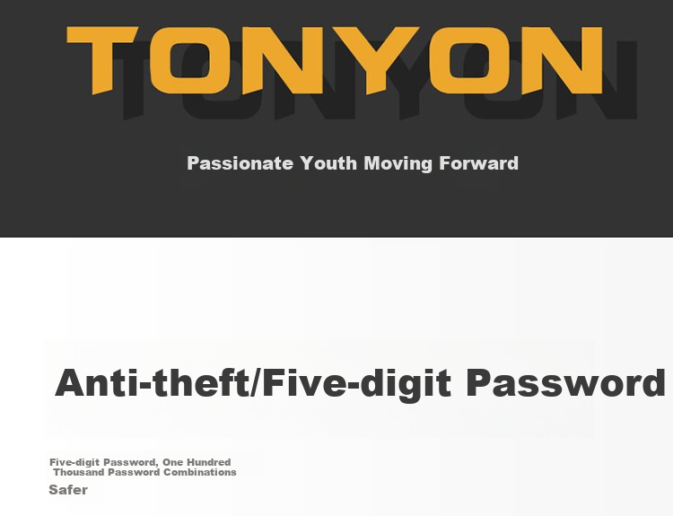 Замок велосипедный TONYON TY5612, стальной трос, противоугонный, 1.2 м, черный