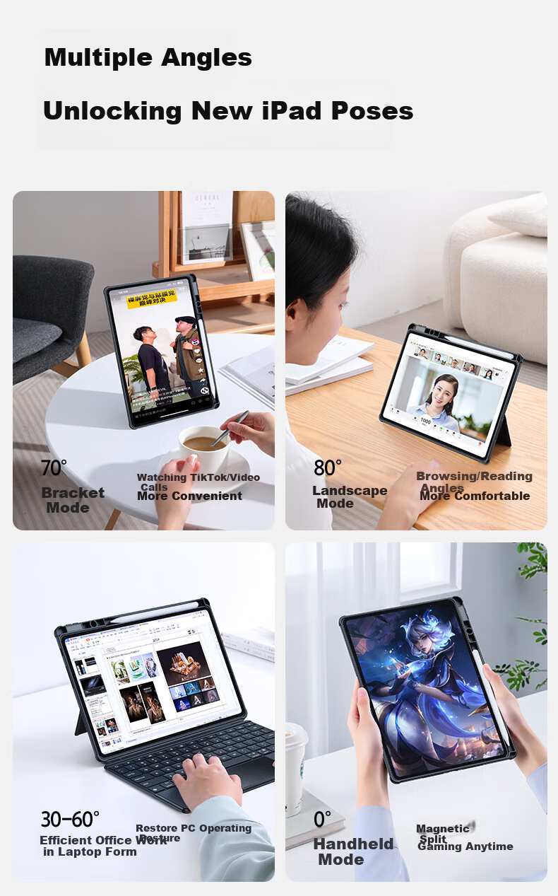 Чехол-клавиатура Shanmo для Huawei MatePad 11.5/11.5s/Air 11.5-дюймов, разъемная клавиатура с защитой, магнитный чехол с регулируемой высотой