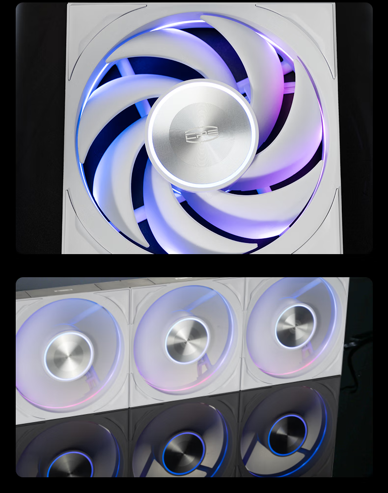 Комплект вентиляторов PCCOOLER F7 X120 ARGB WH 3IN1 White, 120мм, ARGB подсветка, беспроводное подключение, двойной шарикоподшипник
