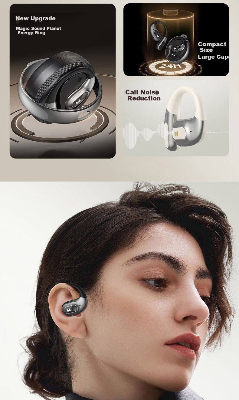 Monster AC330 Open-Ear Bluetooth Headphones, беспроводные наушники с шумоподавлением, золотистый