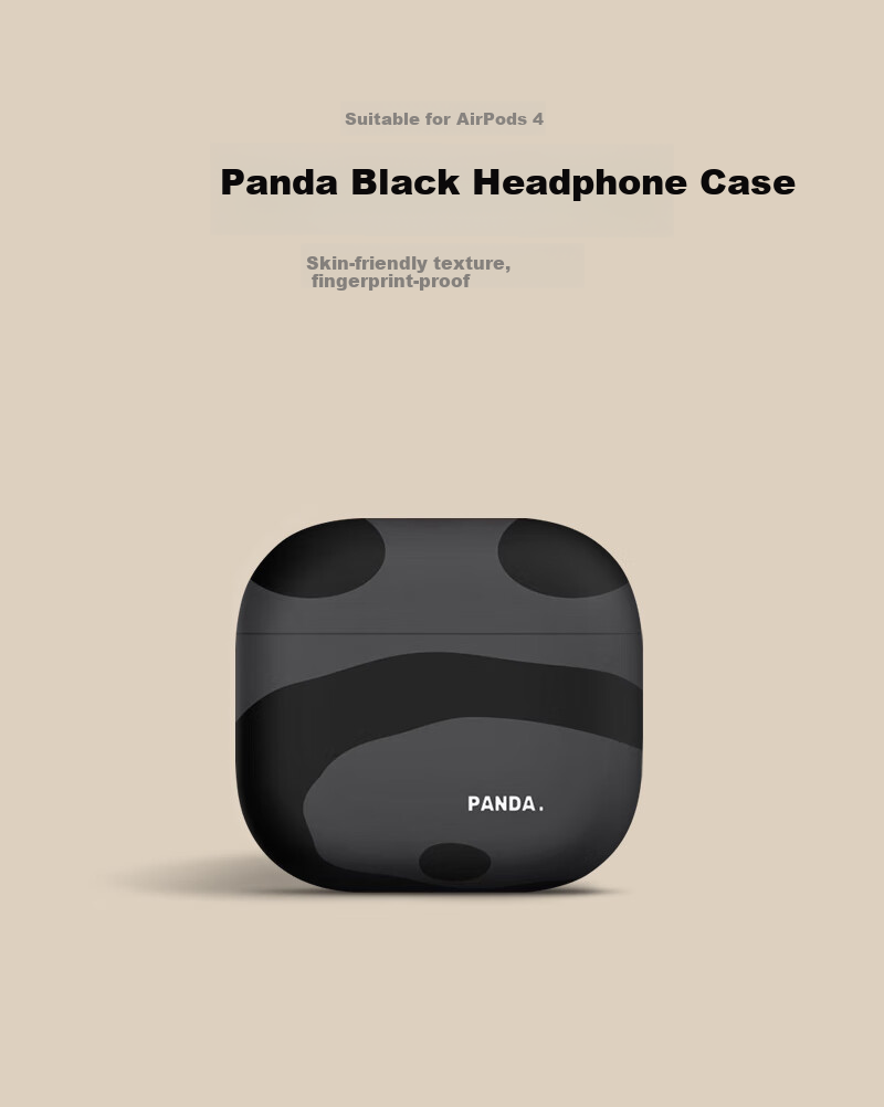 Чехол для наушников Yingkaida Panda Black, совместимый с AirPods 4, силиконовый, черный