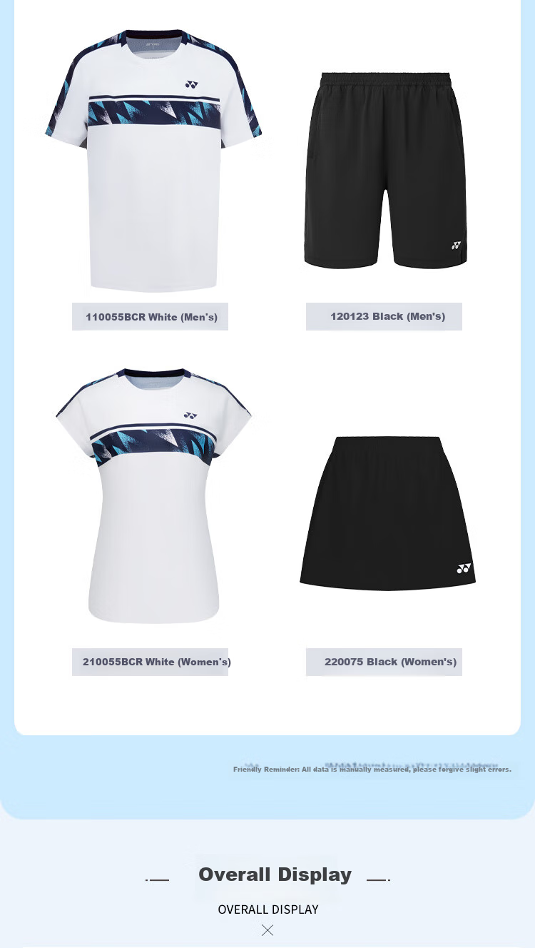 Комплект спортивной одежды YONEX для мужчин, шорты и футболка с коротким рукавом, белый, размер L