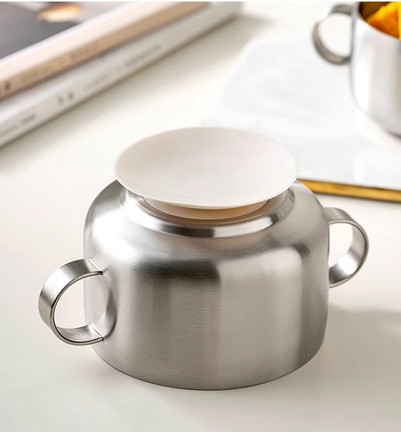 Детская миска Onlycook из нержавеющей стали 316L с крышкой и присоской, 350 мл, дизайн "Маленькая свинка"