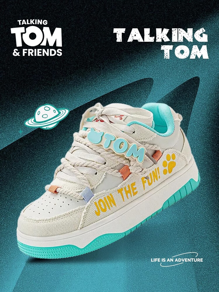 Кроссовки TalkingTom Canvas Shoes для мужчин и женщин, утепленные, универсальные, повседневные, трендовые, бежевые и черные, размер 40