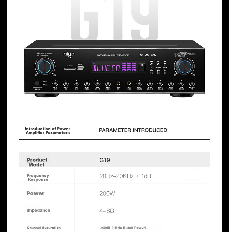 Усилитель Aiguozhe G15, акустическая система для конференц-залов, 200 Вт, Bluetooth, USB, AUX