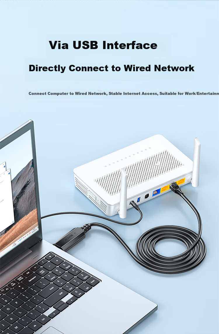 USB Ethernet адаптер SAMZHE RU203, 100 Мбит/с, 3 метра, USB Type-A на RJ-45, черный
