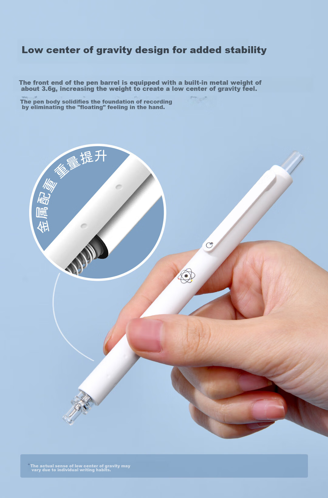 Гелевая ручка KACO Jingdian Subject II, 0.5 мм, черная, retractable, набор из 2 шт. + 5 стержней