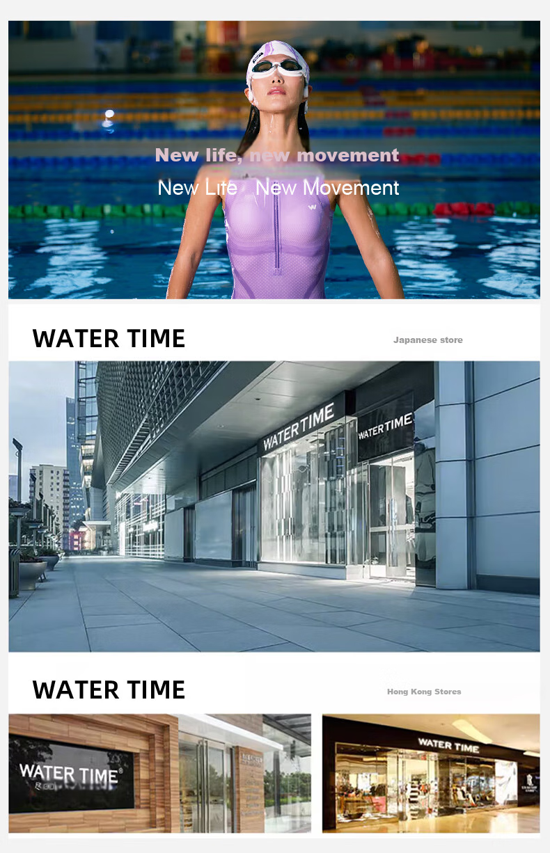 Купальник слитный WATERTIME, женский, с коротким рукавом, квадратные штанины, размер M, цвет Далекая горная Дай