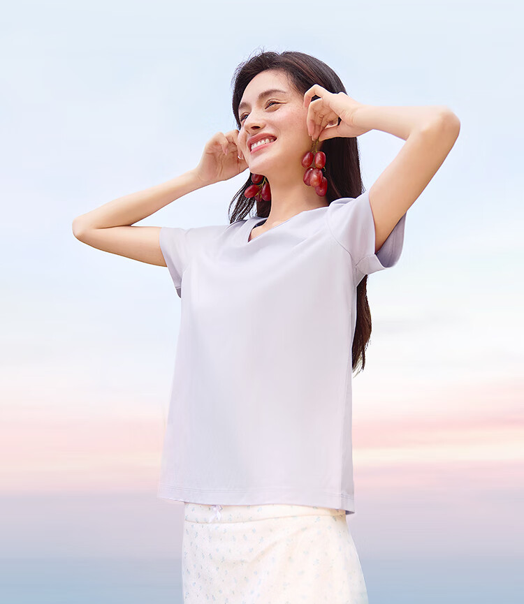 Женская футболка Semir, короткий рукав, укороченный крой, летняя, размер S, светло-цветочный серый