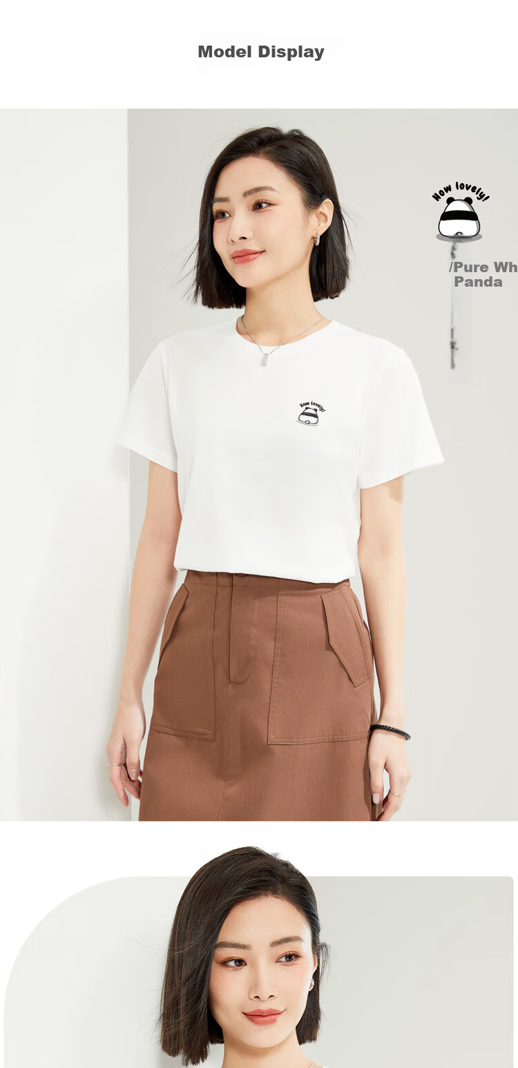 Женская футболка Giordano с коротким рукавом, летняя хлопковая футболка с небольшой вышивкой, круглый вырез, повседневный топ
