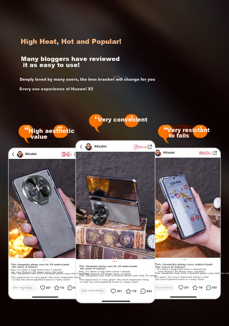 Чехол-книжка Ougedi для Huawei Mate X5, из натуральной кожи, с защитой камеры, противоударный, бизнес-стиль, светло-серый