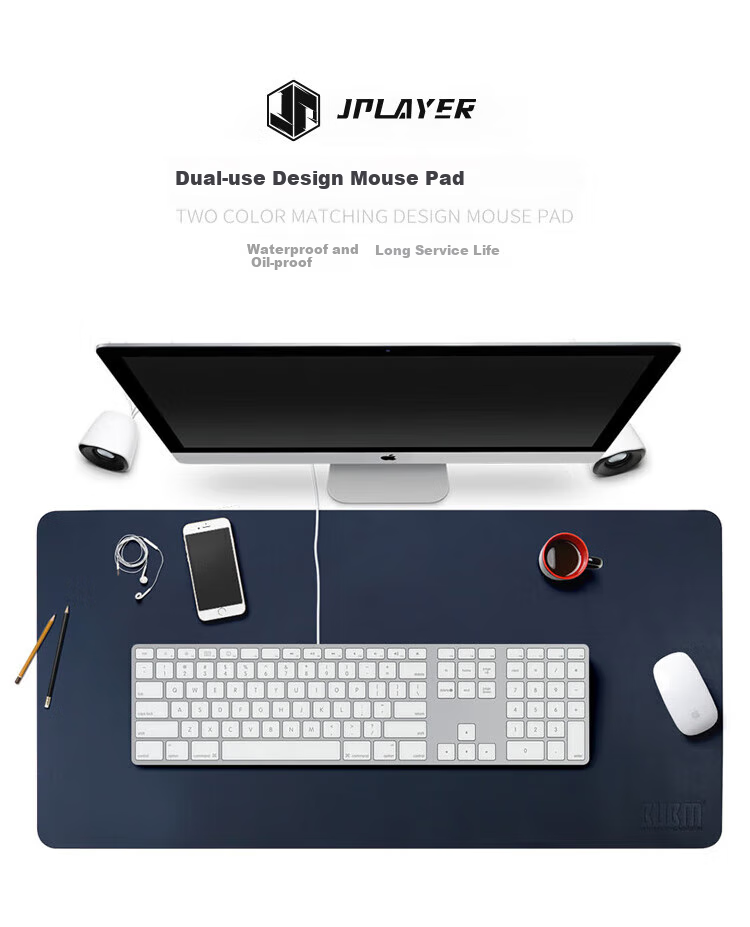 Двусторонний коврик для офисного стола JPLAYER, водонепроницаемый кожаный коврик для ноутбука и клавиатуры, 90*45 см, черный + малиновый