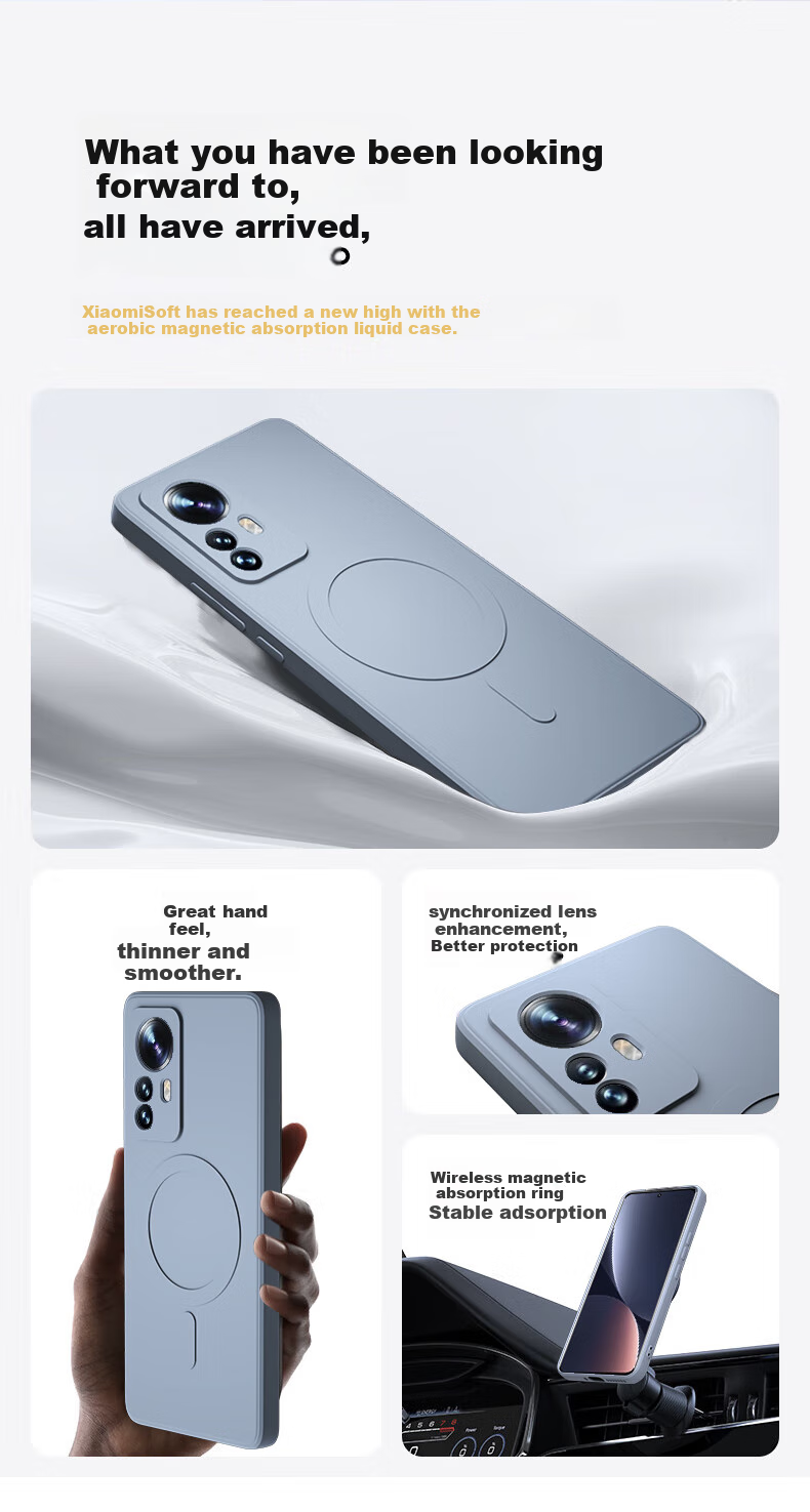 Чехол KEKLLE для Xiaomi 12 Pro, Лавандовый Пурпурный, Жидкий Силикон, Магнитный, Полная Защита Линз, Противоударный, С защитой камеры
