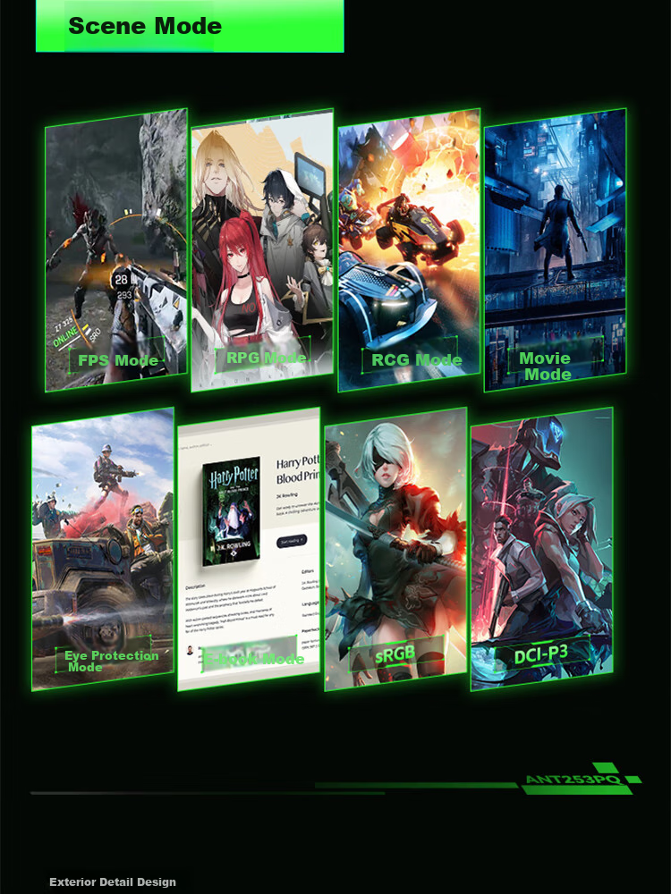 Игровой монитор ANTGAMER ANT253PQ, 24.5 дюйма, 2K (2560x1440), 300 Гц, 1 мс, IPS, HDR400, G-Sync/FreeSync