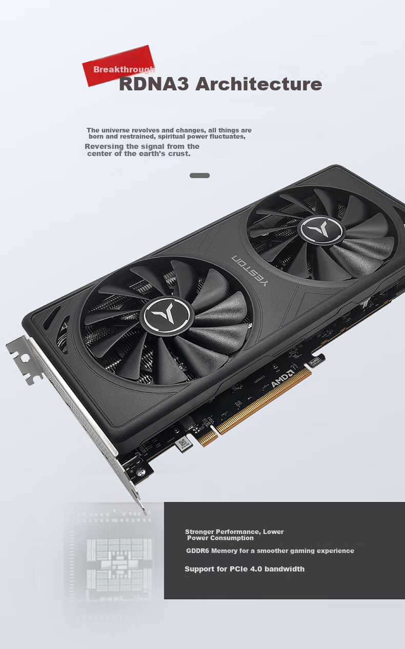 Видеокарта Yeston AMD Radeon RX 7650 GRE 8GB GDDR6, Dual Fan, PCIe 4.0, HDMI, DP
