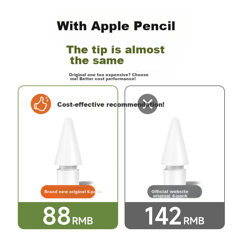Наконечники для стилуса JD Original, 6 шт., для Apple Pencil 1/2, прозрачные, тихие, из титанового сплава