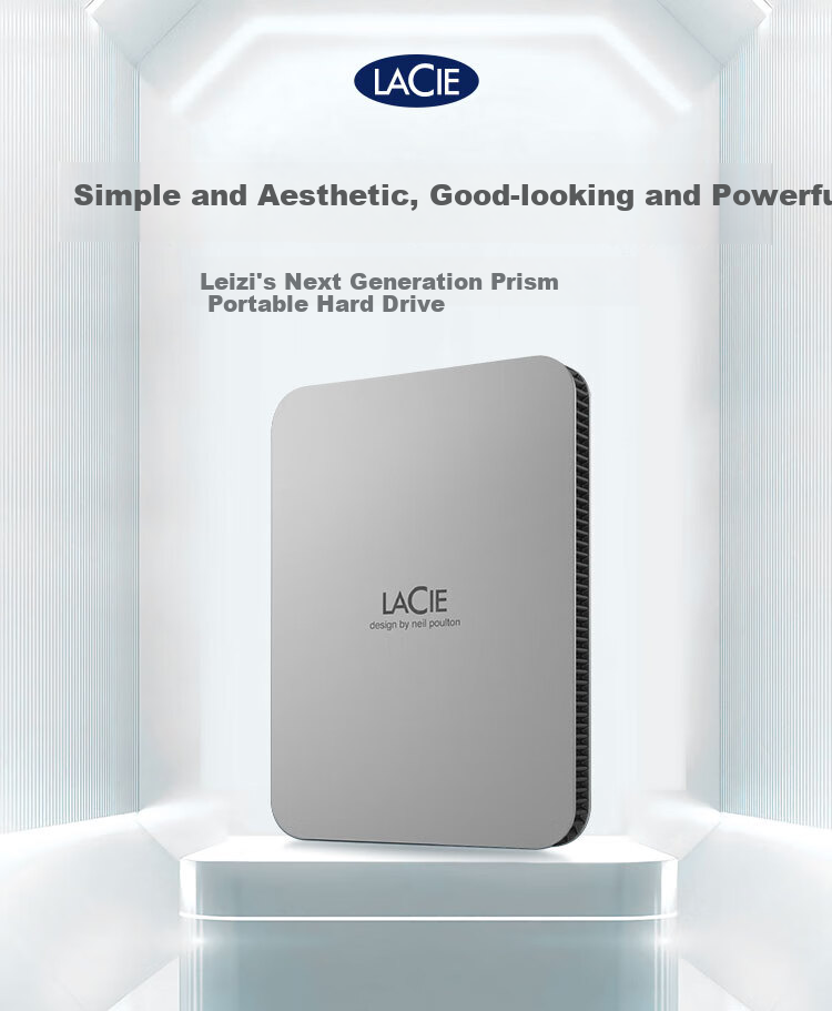 Внешний жесткий диск LaCie New Prism Series, 1 ТБ, Type-C/USB 3.2, механический, 2.5 дюйма, с услугой восстановления данных