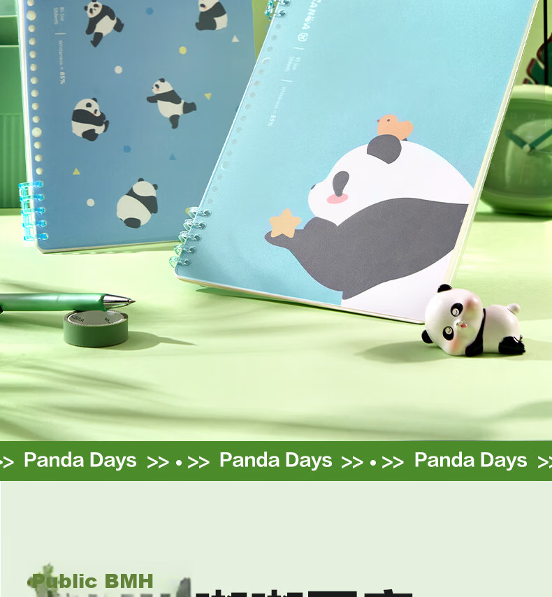Блокнот Deli Panda Dudu B5, 50 листов, зеленый, для записей, спиральный