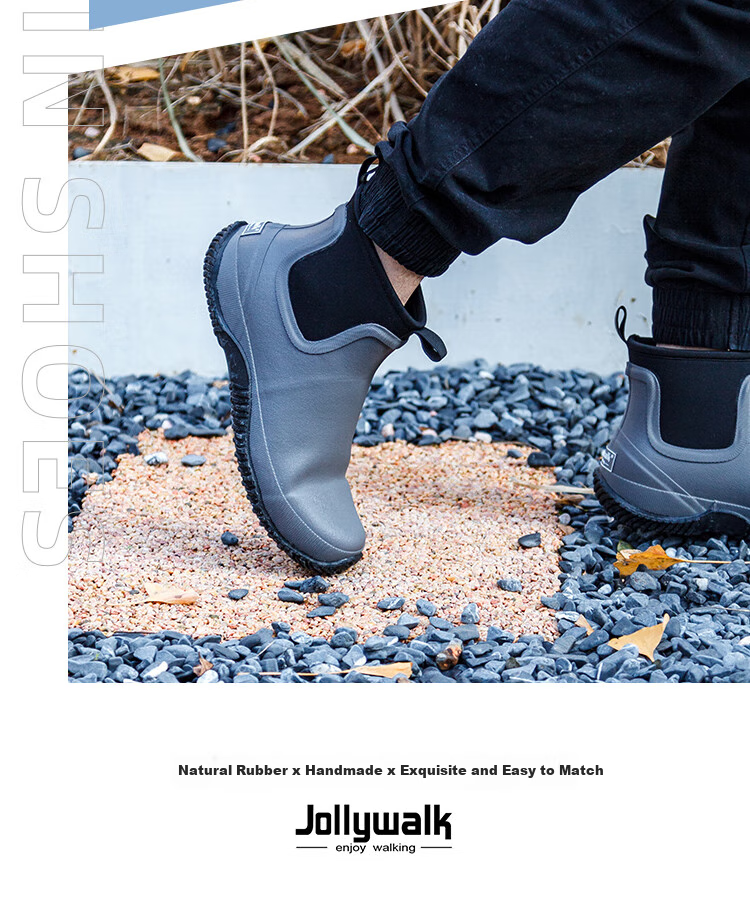 Мужские резиновые сапоги Jolly Walk JW911, водонепроницаемые, нескользящие, цвет "Темная ночь", размер 46
