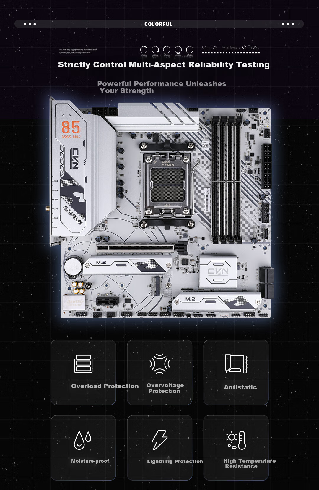 Материнская плата Colorful CVN B850M GAMING FROZEN WIFI V14, AM5, DDR5, Wi-Fi 6, 2.5G Ethernet, M-ATX