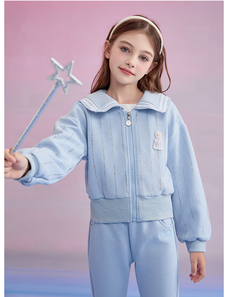 Детский костюм Disney Frozen Эльза, комплект из кардигана и брюк, весна 2026, для девочек, синий