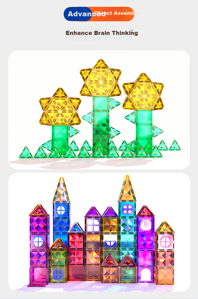 Магнитные конструкторы Xingyayoupin, детский игрушечный набор, строительные блоки для мальчиков и девочек, развивающая игрушка, подарок на Новый год для детей от 3-6 лет, большой набор из 200 деталей с колесом обозрения и машинкой