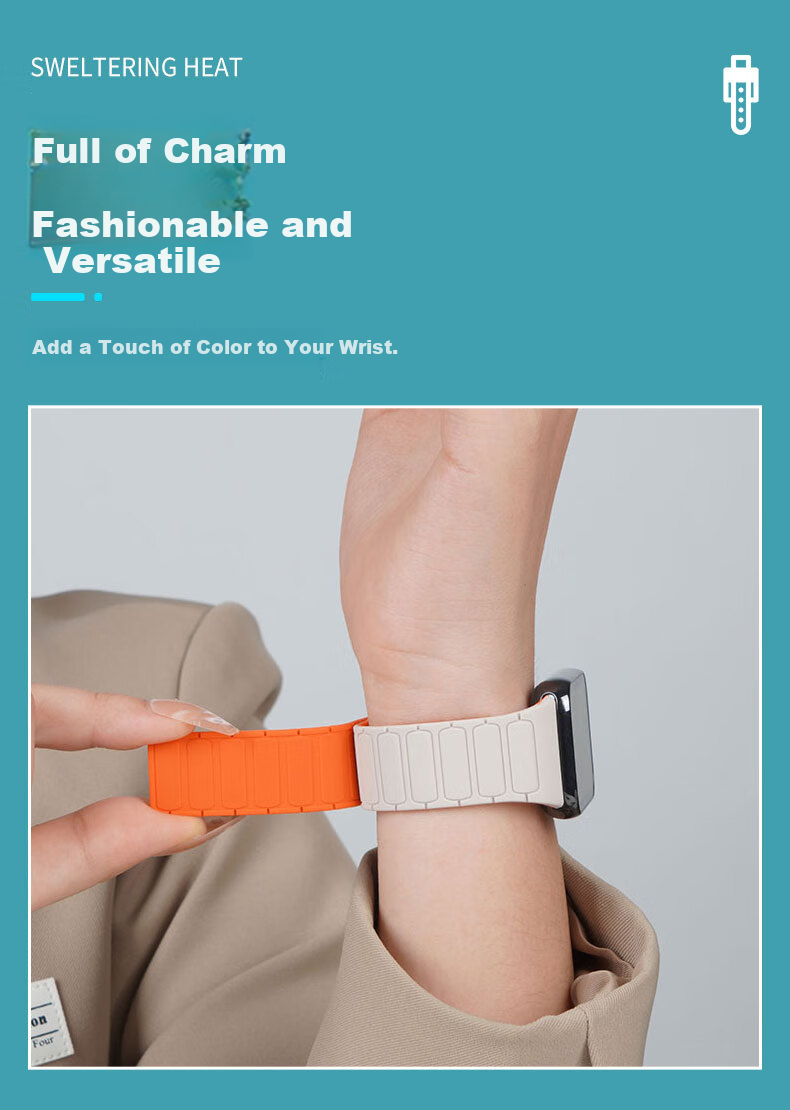Магнитный силиконовый ремешок KMaxAI для Xiaomi Band 9/8 Pro, Redmi Watch 6/5/4, легкий розовый