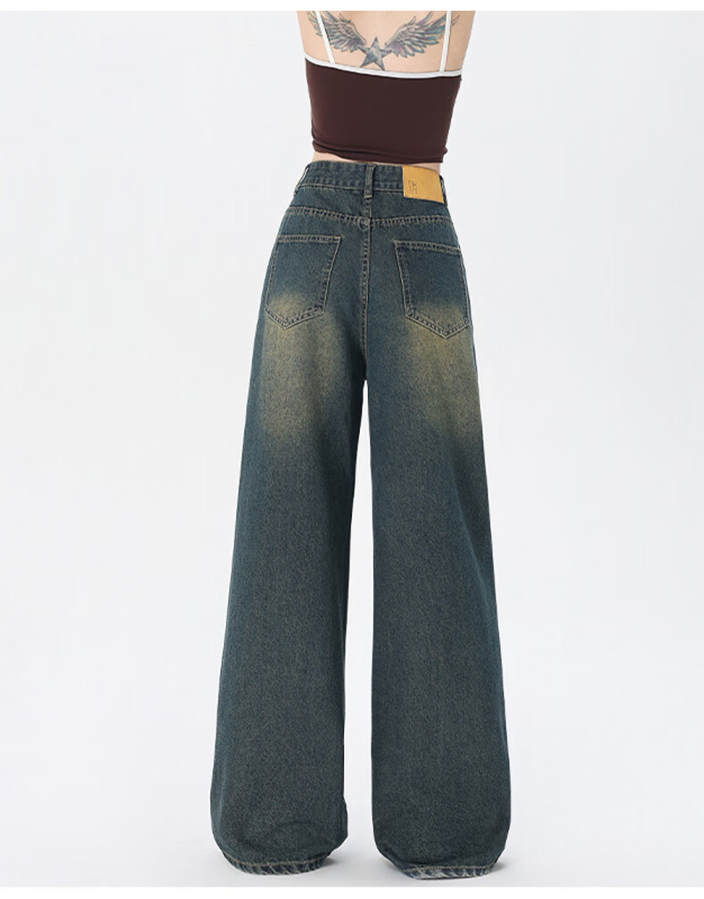Джинсы Jeanswest женские, винтажные, с высокой талией, широкие, прямые, синие, размер L