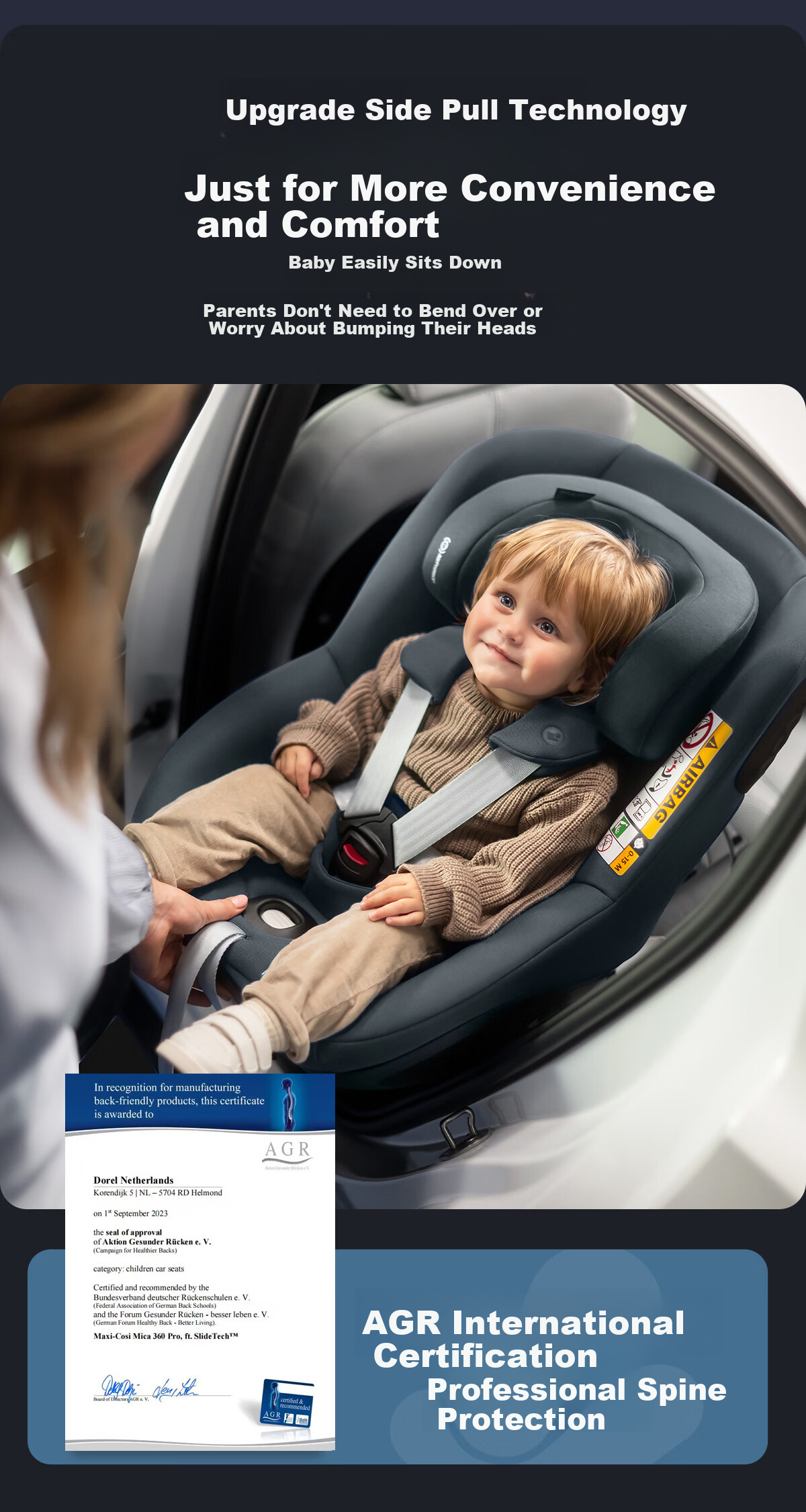 Автокресло Maxi-Cosi Mica360Pro для детей от 0 до 4 лет, сертифицированное i-Size, одобренное ADAC, с вращением на 360 градусов, цвет графитовый серый
