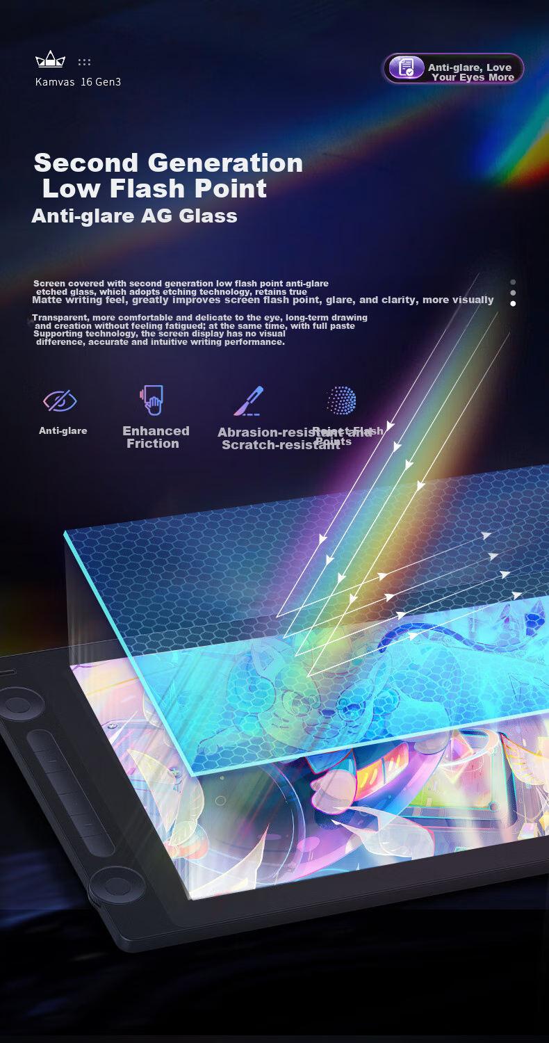 Графический планшет HUION Kamvas 16 Gen3 (2.5k) Smart Digital Display, подключаемый к телефону для рисования, компьютерной графики, ЖК-планшет для рисования, 4.0 цифровое перо, отчет о заводской калибровке цвета