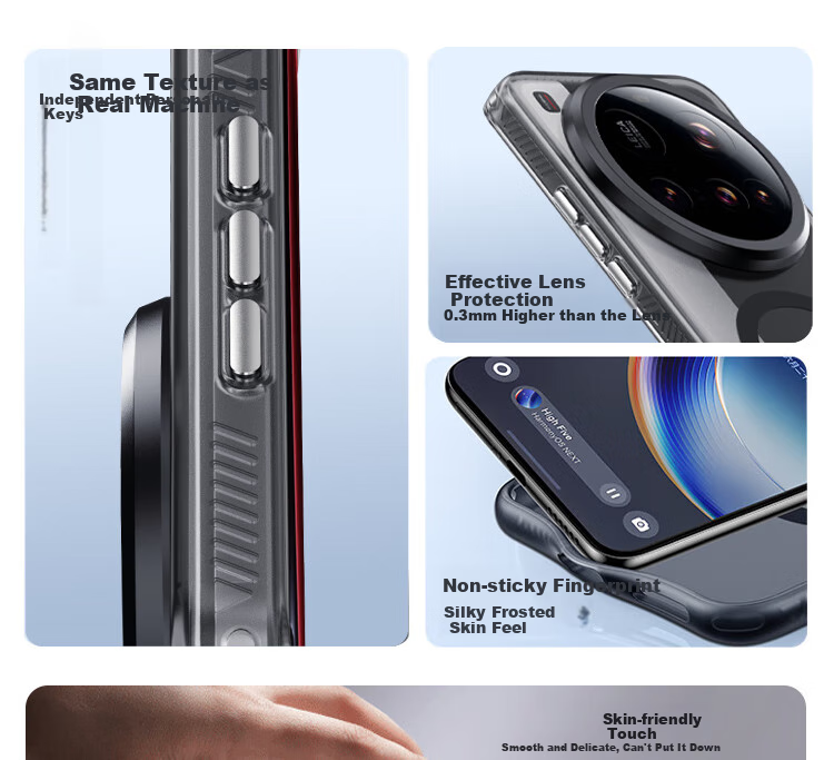 ESCASE Магнитный противоударный чехол для Xiaomi 15 Ultra, тонкий матовый чехол с легким песком, износостойкий защитный чехол для мужчин и женщин, прозрачный черный