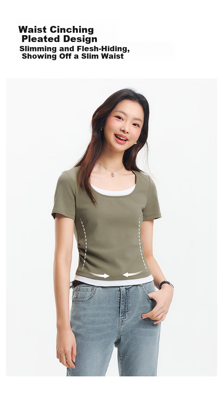 Женская футболка Semir с коротким рукавом, укороченная, универсальная, летняя, 2025, с U-образным вырезом, арт. 109325100015