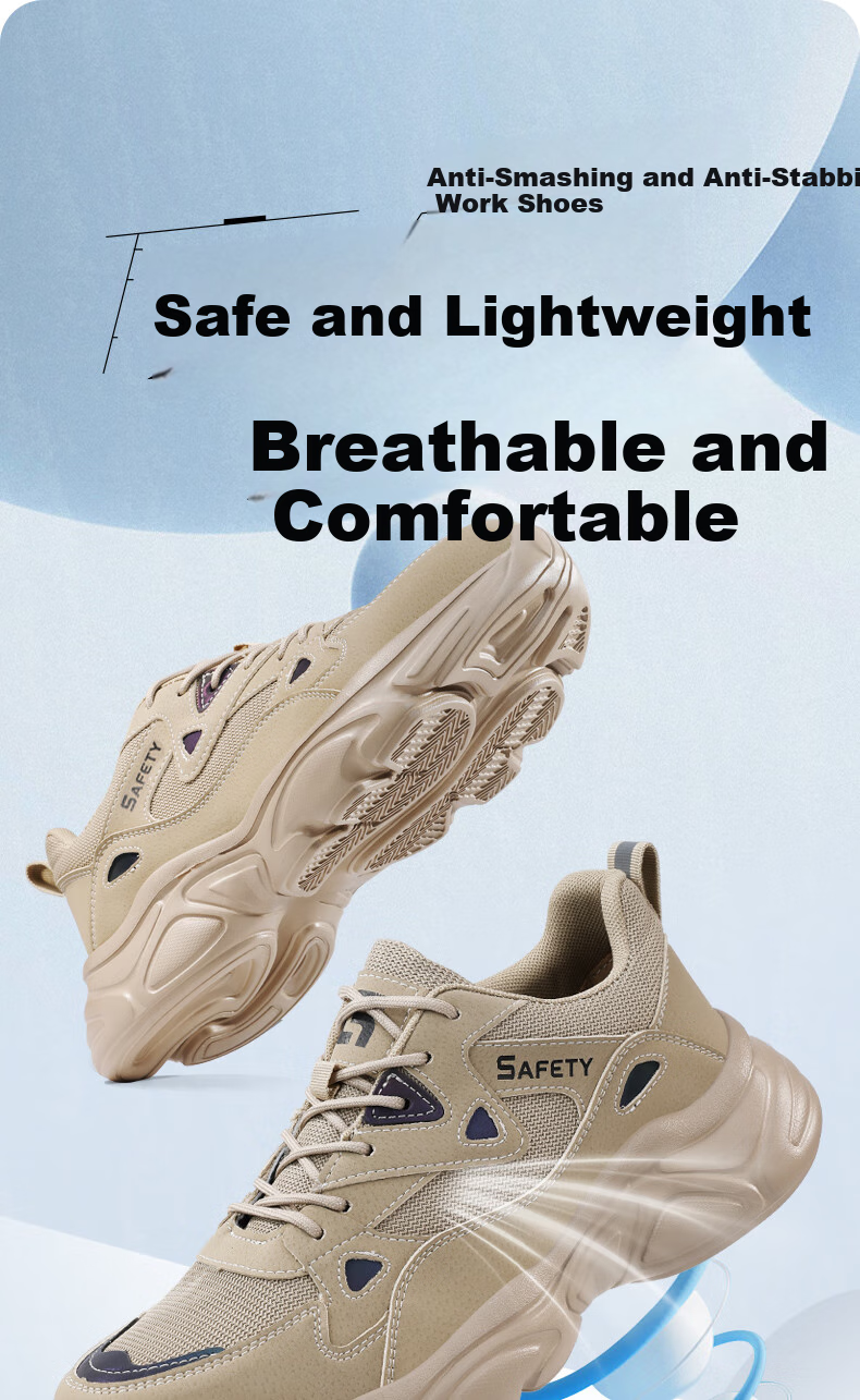 Рабочие ботинки Weierdun Safety Shoes, мужские, с защитой от прокола и удара, дышащие, сверхлегкие, износостойкие, для строительной площадки, размер 43