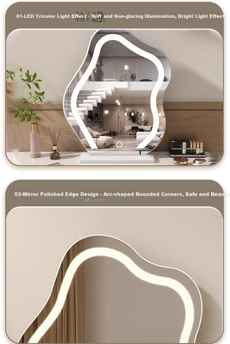 Anerya Умное зеркало с подсветкой для макияжа, настольное, LED, роскошное, в спальню, на туалетный столик