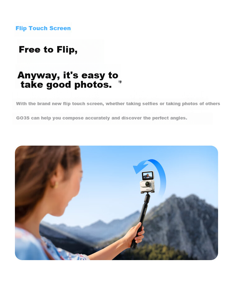 Экшн-камера Insta360 GO 3S 4K, водонепроницаемая, с функцией стабилизации, для велоспорта и влогов, 128 ГБ, белый