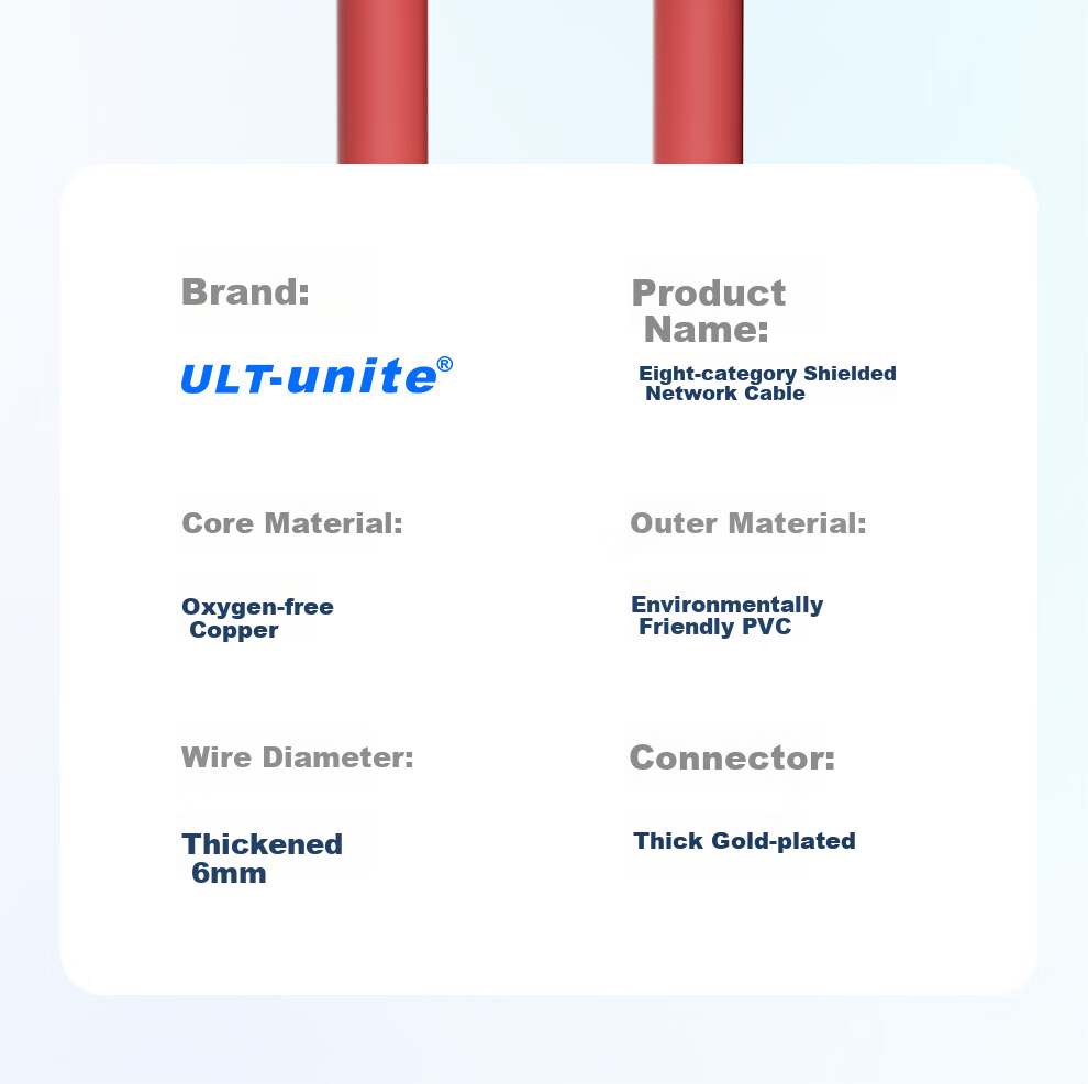 Сетевой кабель ULT-unite CAT8, 10 Gigabit, экранированный, для высокоскоростного интернета, 3 метра, красный