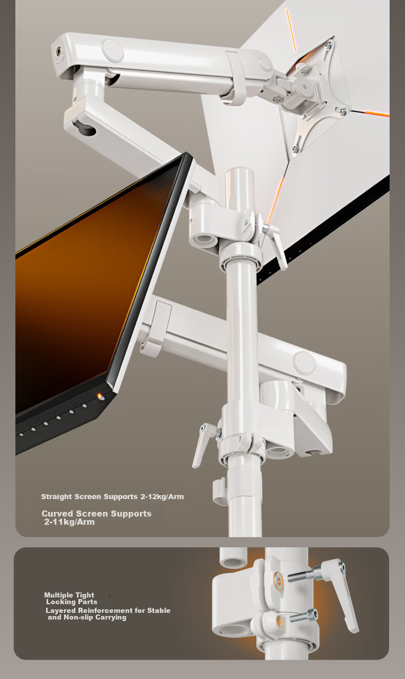 Кронштейн Brateck E500pd-2 для двойного монитора, механический, белый, 17-35 дюймов