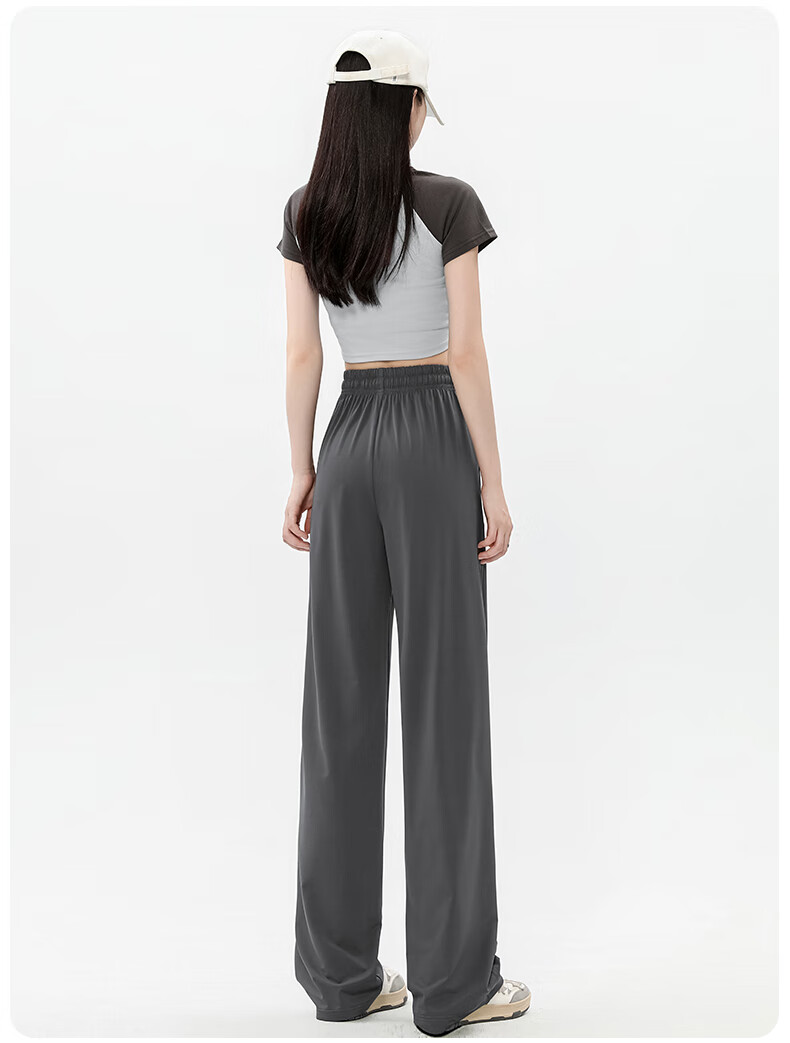 Повседневные брюки Jeanswest для женщин, осенние, свободные, удобные, универсальные, с кулиской, из ледяного шелка, защищающие от солнца, темно-серые, XL