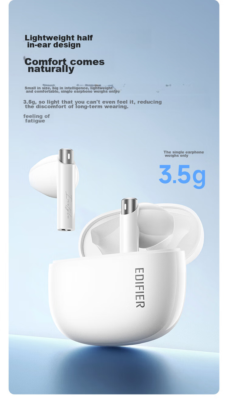 Беспроводные наушники EDIFIER Zero Buds, True Wireless, Bluetooth 5.3, полувнутриканальные, белый