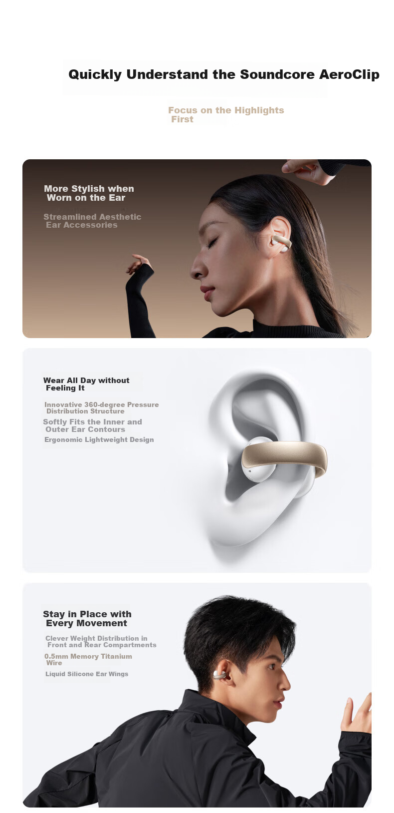 Беспроводные наушники SoundCore Anke AeroClip с зажимом, спортивные, для бега, с открытым дизайном, для Apple, Huawei, Xiaomi, розовые