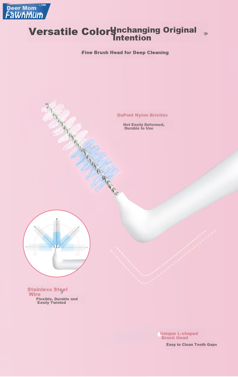 Межзубные ершики FAWNMUM Ultra-Fine, импортные SSSS*30 шт., L-образные для глубокой чистки