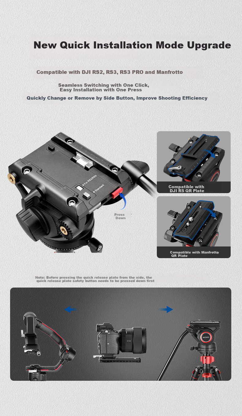 Профессиональный гидравлический штатив NEEWER N555 с моноподом, штатив для DSLR и беззеркальных камер, стабилизатор для съемки, регулируемый кронштейн
